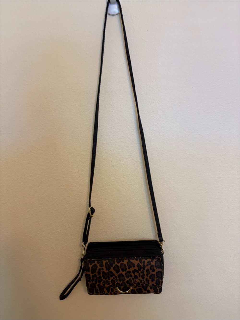 Leopard Print Crossbody Bag - Black & Brown